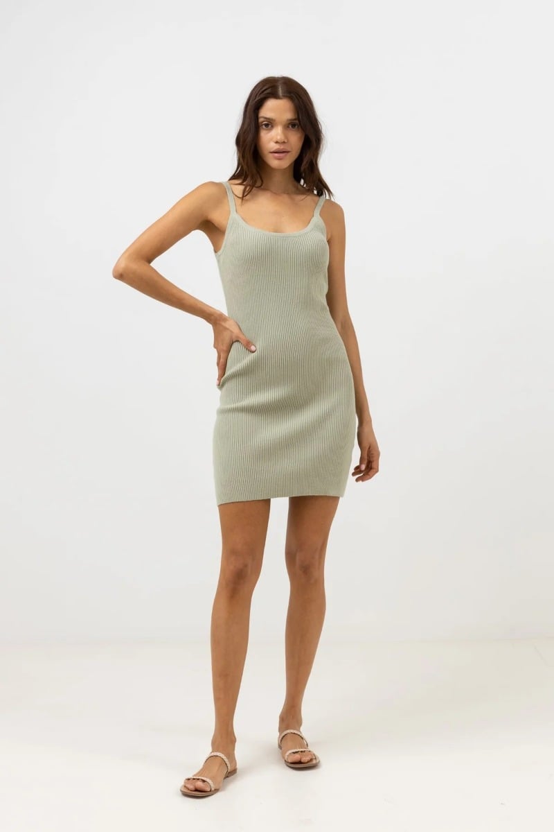 Rhythm Ease Knit Women's Mini Dress - Aloe