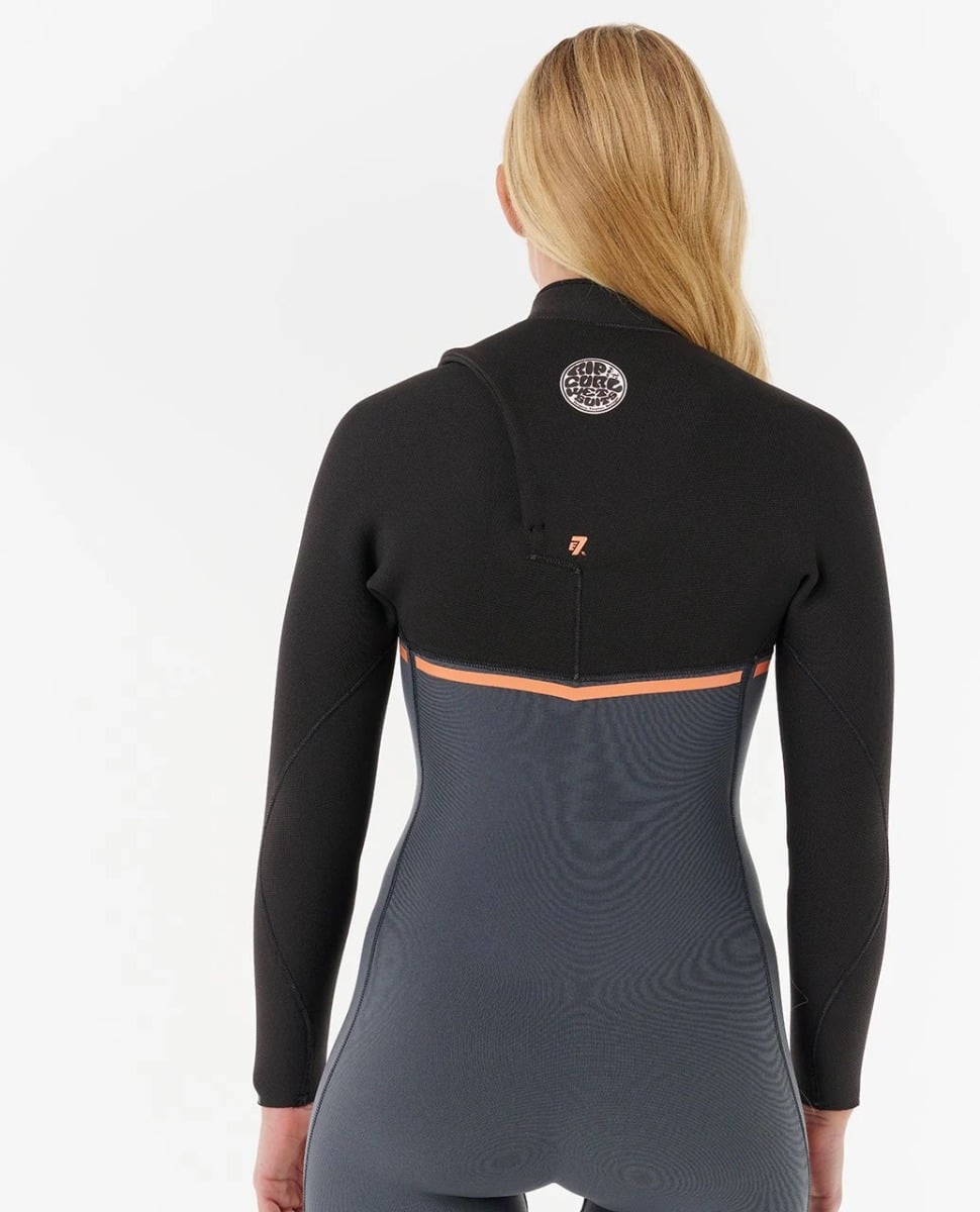 Rip Curl Womens E-Bomb Chest Zip 3/2mm Summer Wetsuit - Charcoal