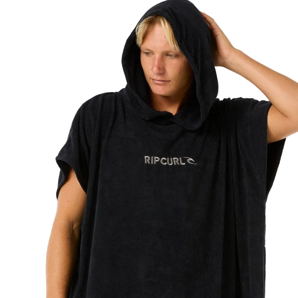Rip Curl Brand Hooded Towel Men's Changing Robe - Black/Grey