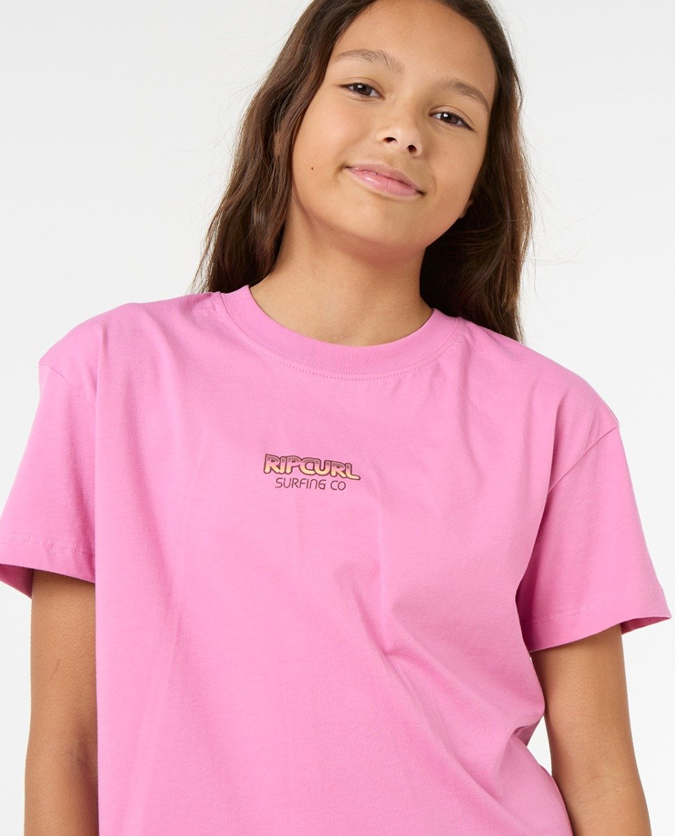 Rip Curl Sun and Sea Girls Crop Tee - Pink