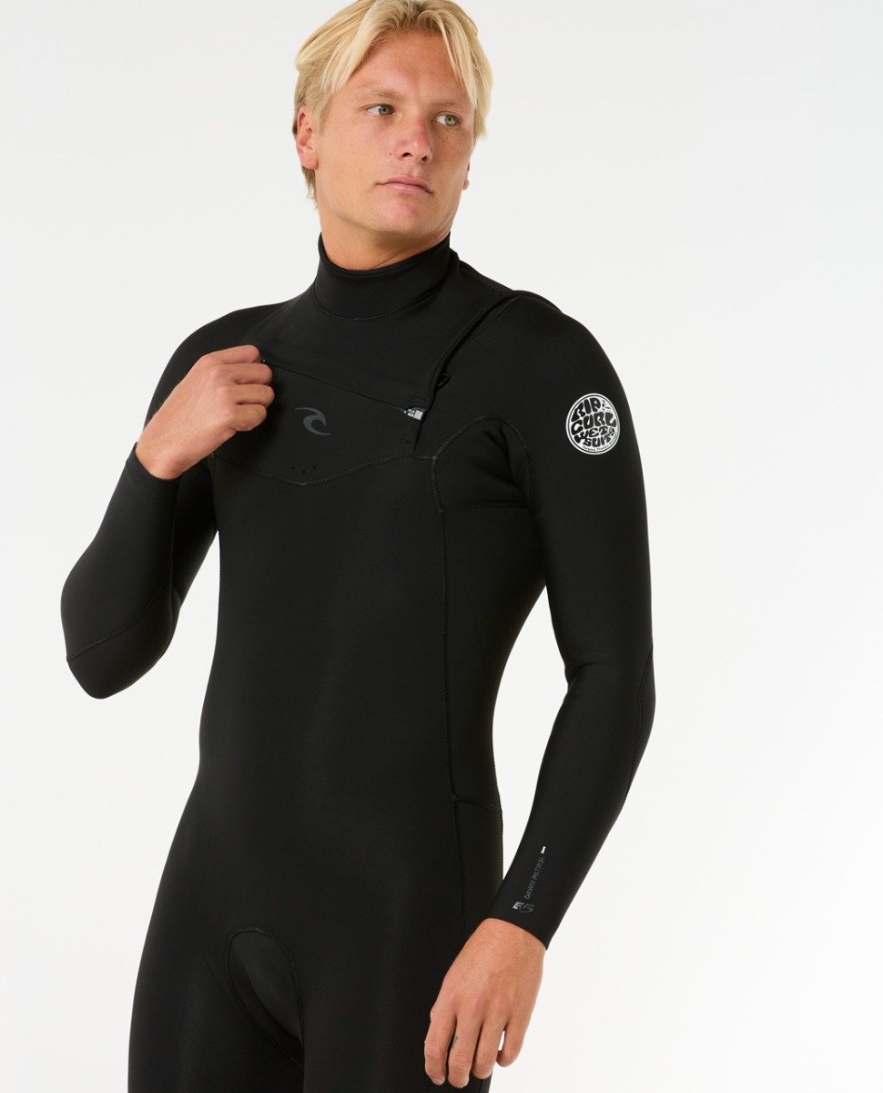 Rip Curl Dawn Patrol 2/2mm Men's Chest Zip Long Arm Shorty Wetsuit - Black