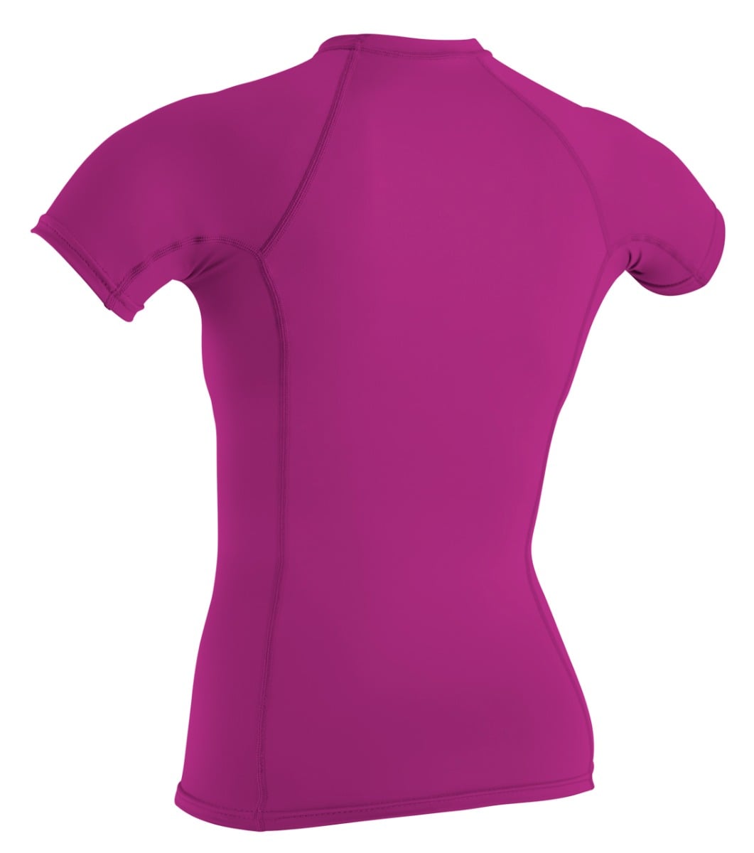 O'Neill Womens Basic Skins Short Sleeve Rash Guard (Small) SAMPLE - Fox Pink