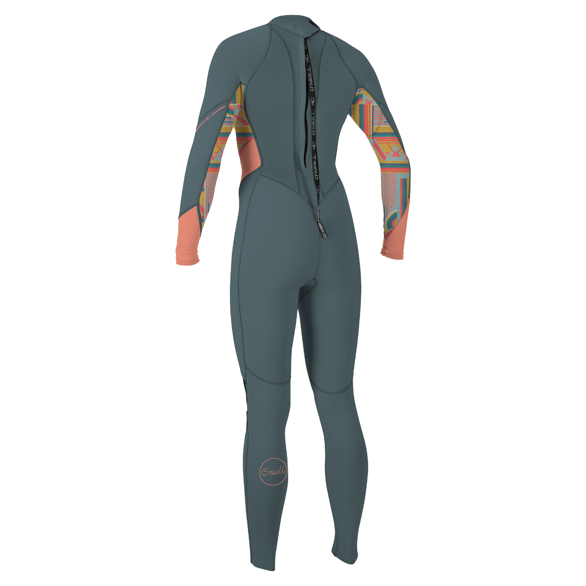 O'Neill Bahia 3/2mm Women's Back Zip Summer Wetsuit 2024 - Shade/Arta Geo/ Burnt Coral