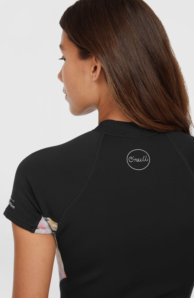 O'Neill Bahia 2/1mm Women's Front Zip Summer Shorty 2025 - Black / Mikah Floral