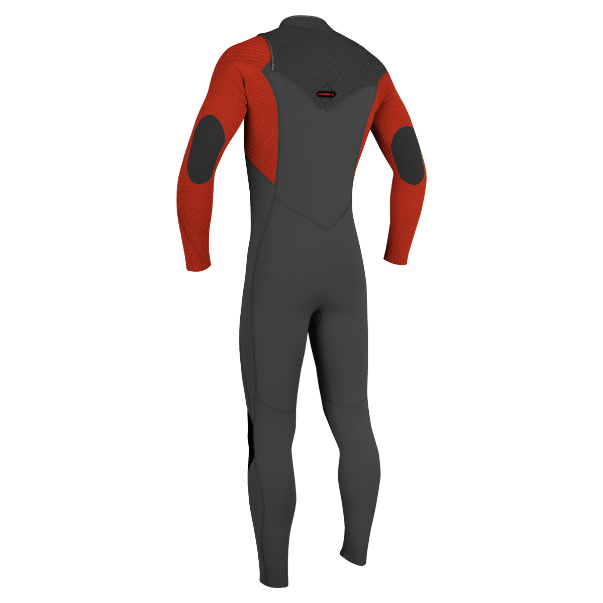 O'Neill Hyperfreak 4/3mm Youth Chest Zip Wetsuit - Raven/Fire Red - Back