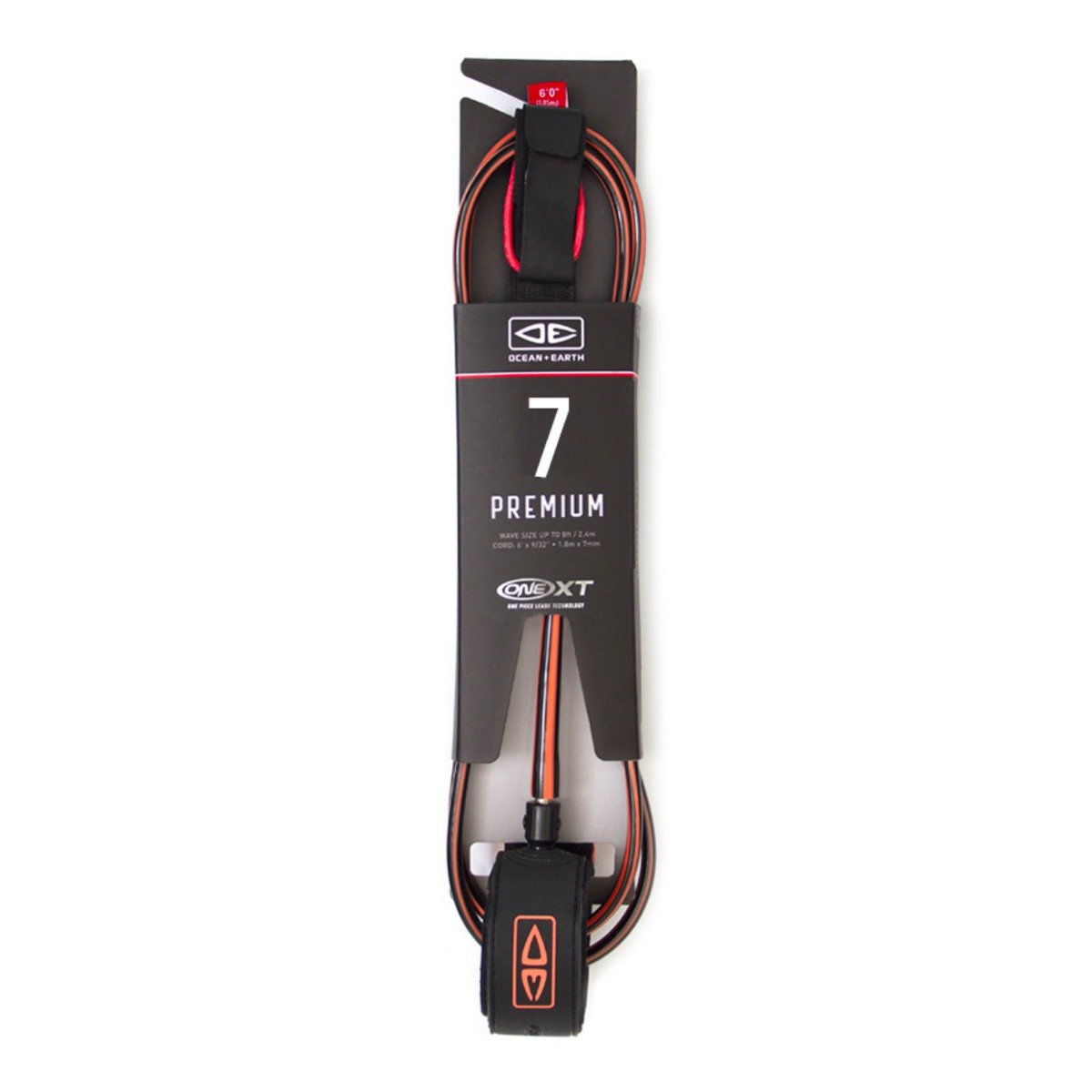 Ocean & Earth One-XT 7ft Surfboard Leash in Coral