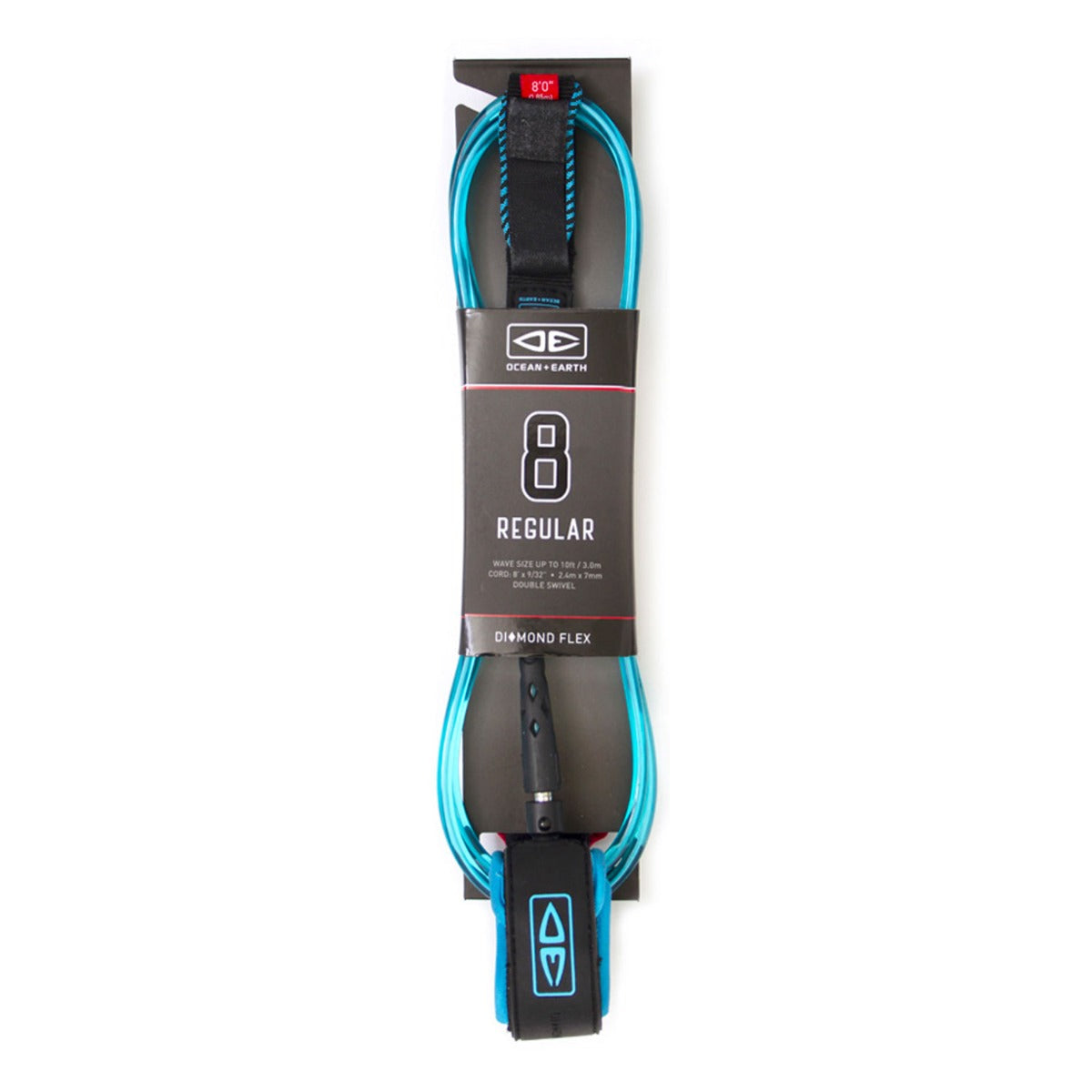 Ocean & Earth 8ft Regular Moulded Leash - Blue