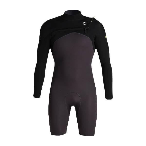 C-Skins NuWave Session Lite 2mm Mens FL Chest Zip Shorty - Meteor / Black