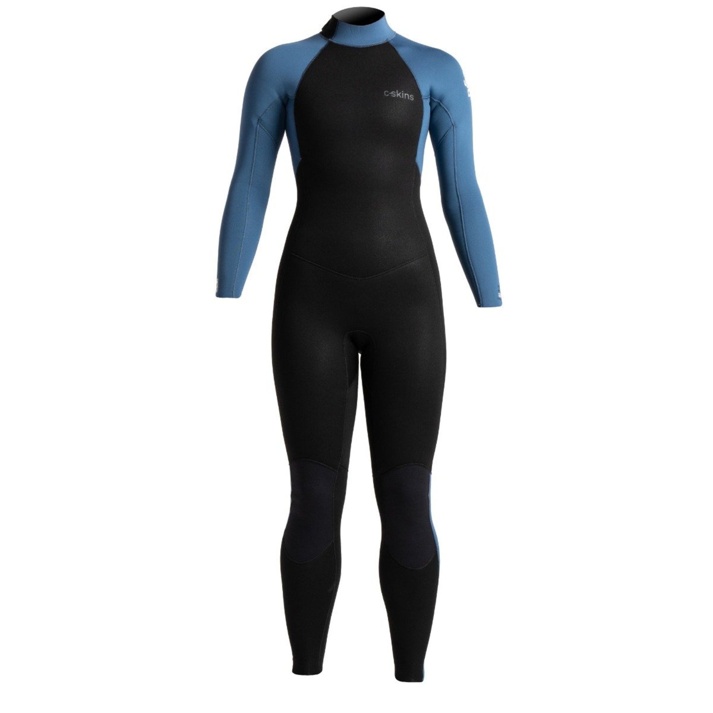 C Skins Surflite 3/2mm Back Zip Womens Wetsuit - Black/ Cascade Blue - Front