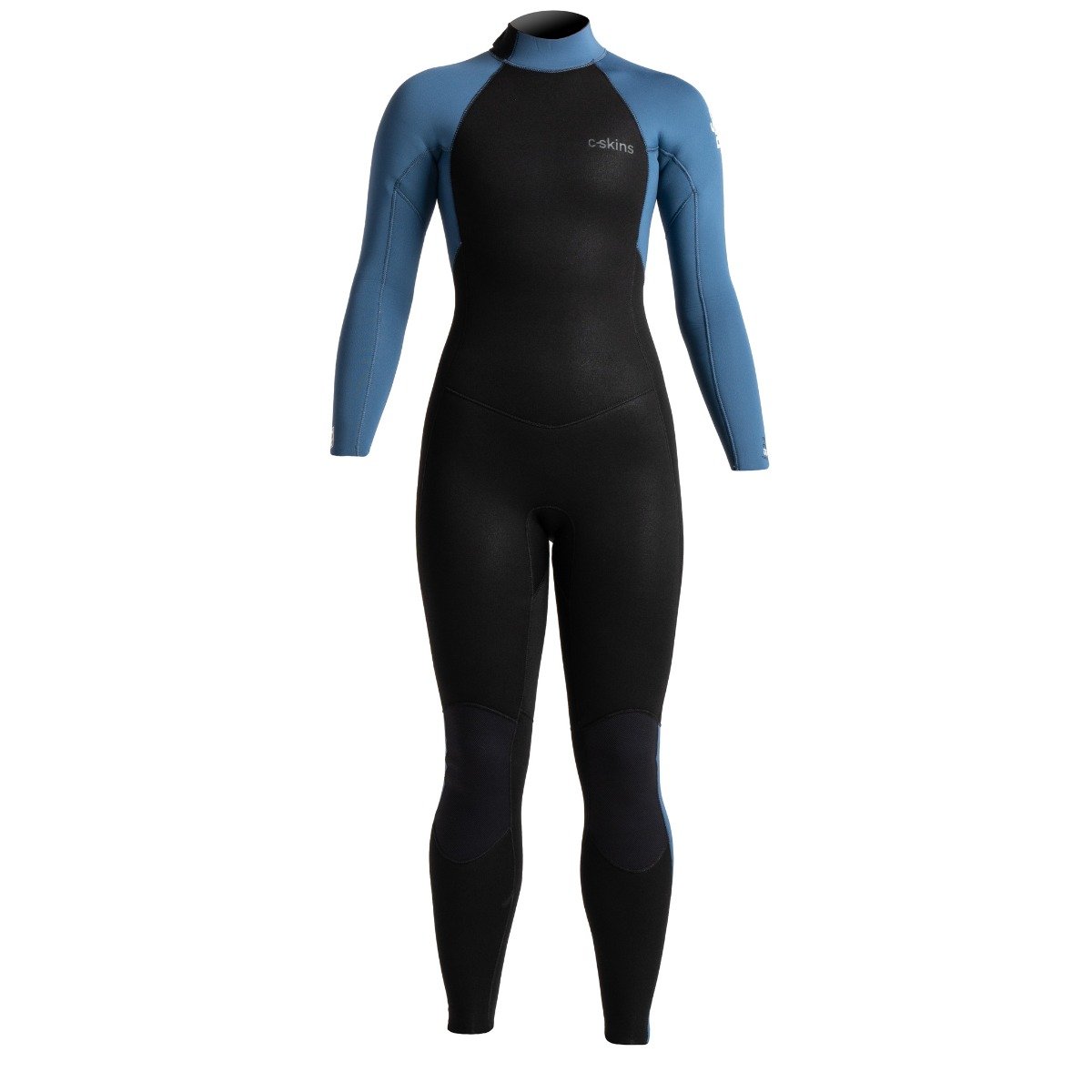 C Skins Surflite 3/2mm Back Zip Womens Wetsuit - Black/ Cascade Blue - Front