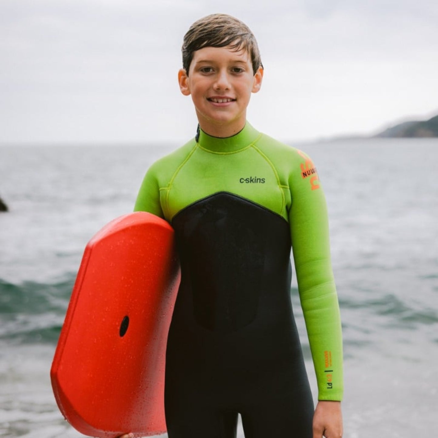 C-Skins NuWave Legend 4/3mm Junior GBS Back Zip Wetsuit 2026 - Meteor / Lime / Orange