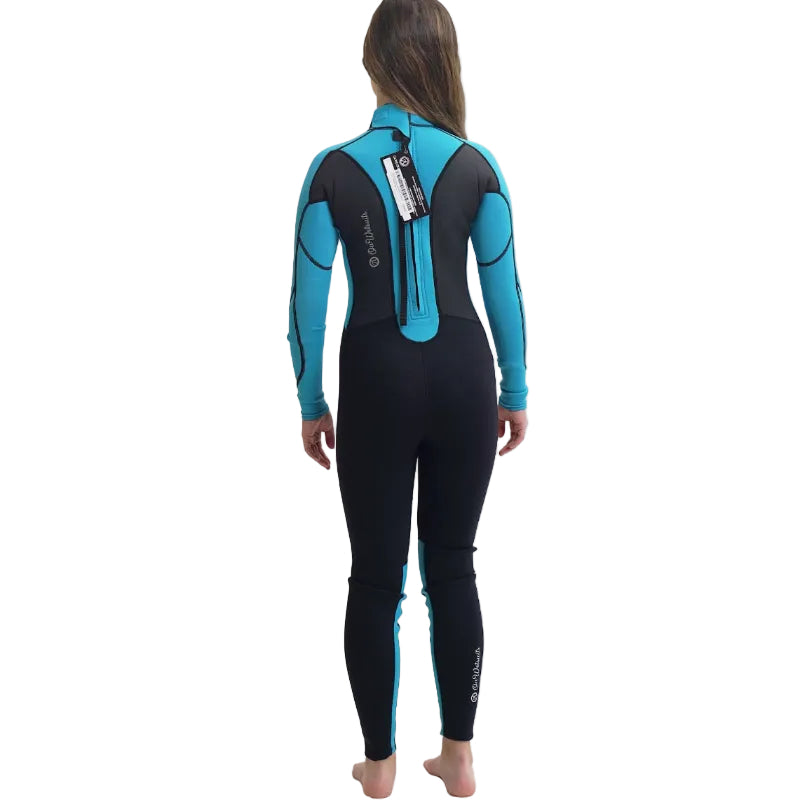 OA Classic 3/2mm Girls Back Zip Wetsuit - Black/Aqua