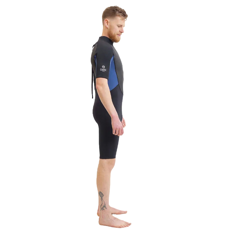 OA Adventure Classic 3/2mm Men's Back Zip Shorty Wetsuit - Black / Blue