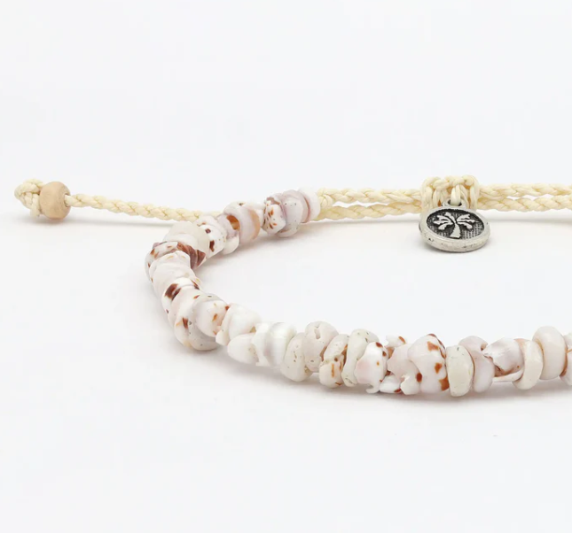 Pineapple Island Shell Beaded Anklet - White