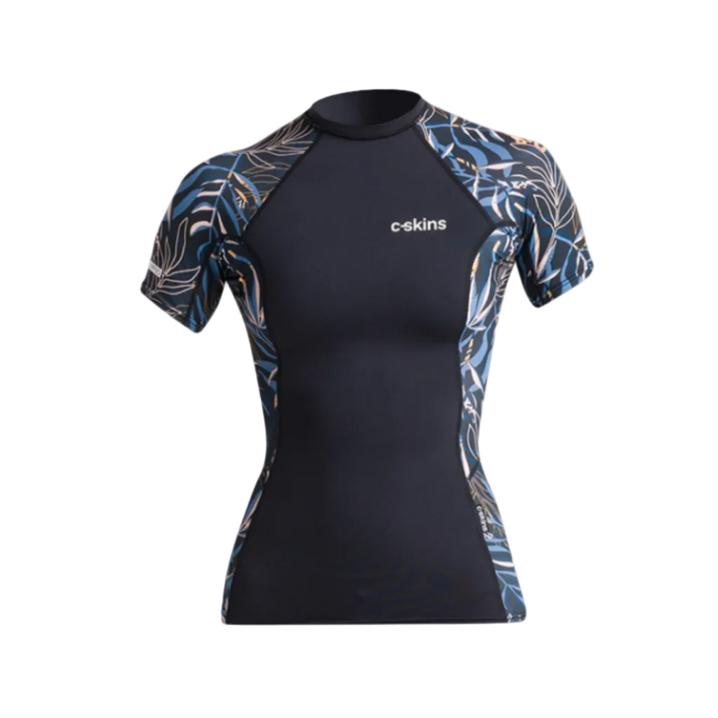 C Skins NuWave Premium UV Womens Short Sleeve Rash Vest - Raven / Tropical