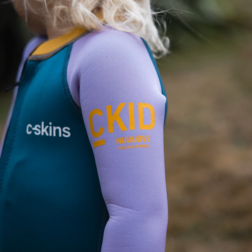 C-Skins NuWave C-KID Baby Front Zip Steamer Wetsuit in Steel Blue/ Lilac