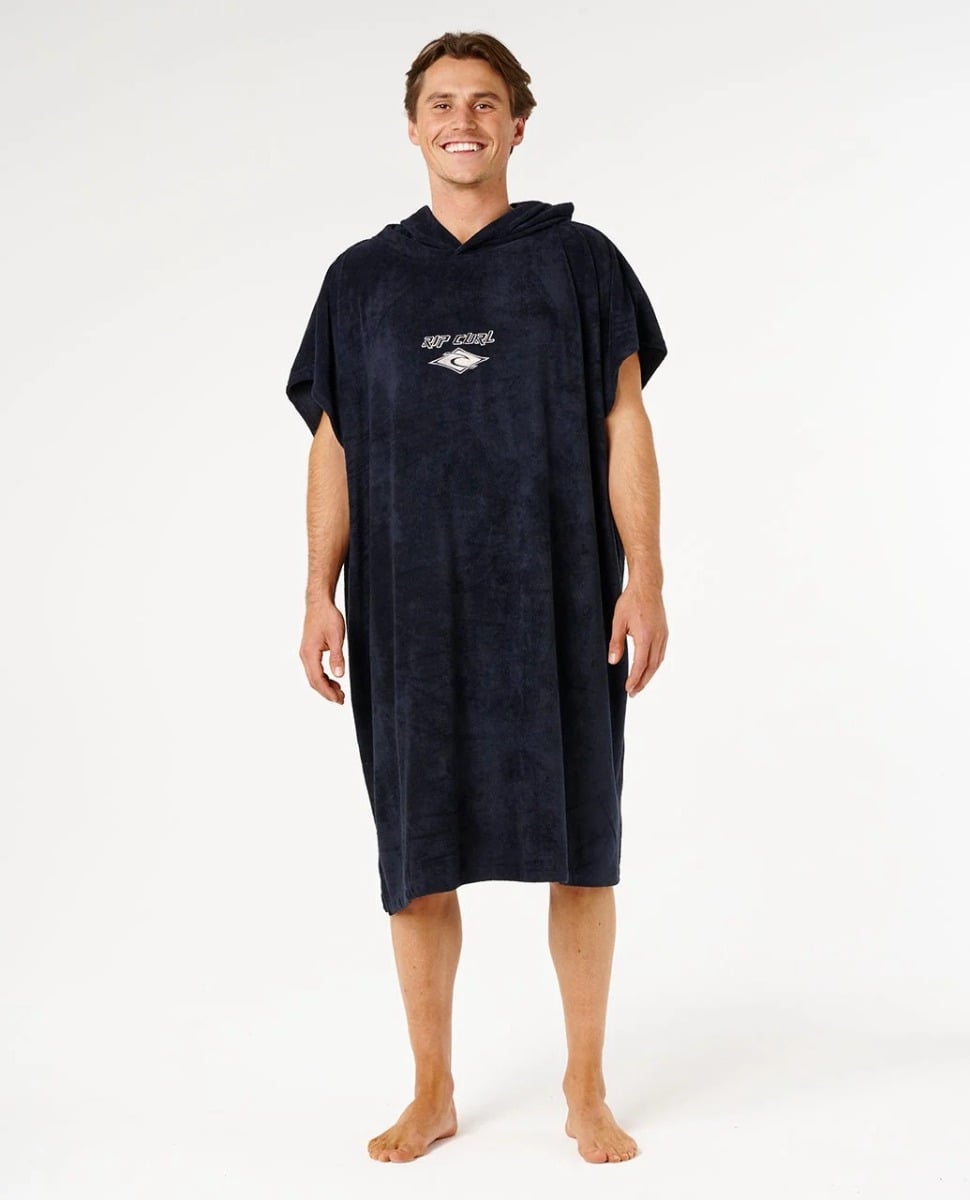 Rip Curl Classic Surf Hooded Towel in Black/Off White