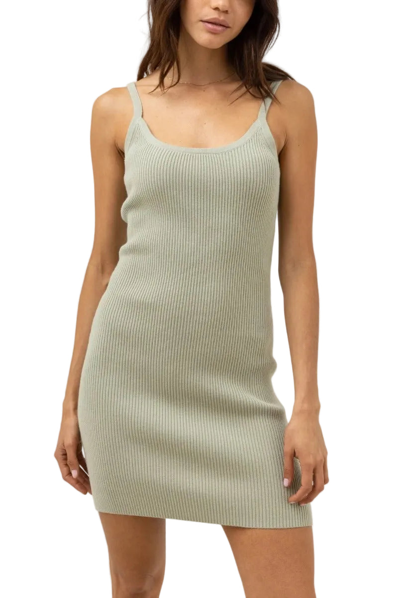 Rhythm Ease Knit Womens Mini Dress - Aloe