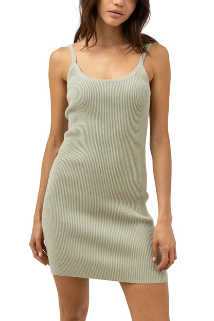 Rhythm Ease Knit Womens Mini Dress - Aloe