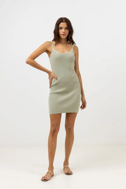 Rhythm Ease Knit Women's Mini Dress - Aloe