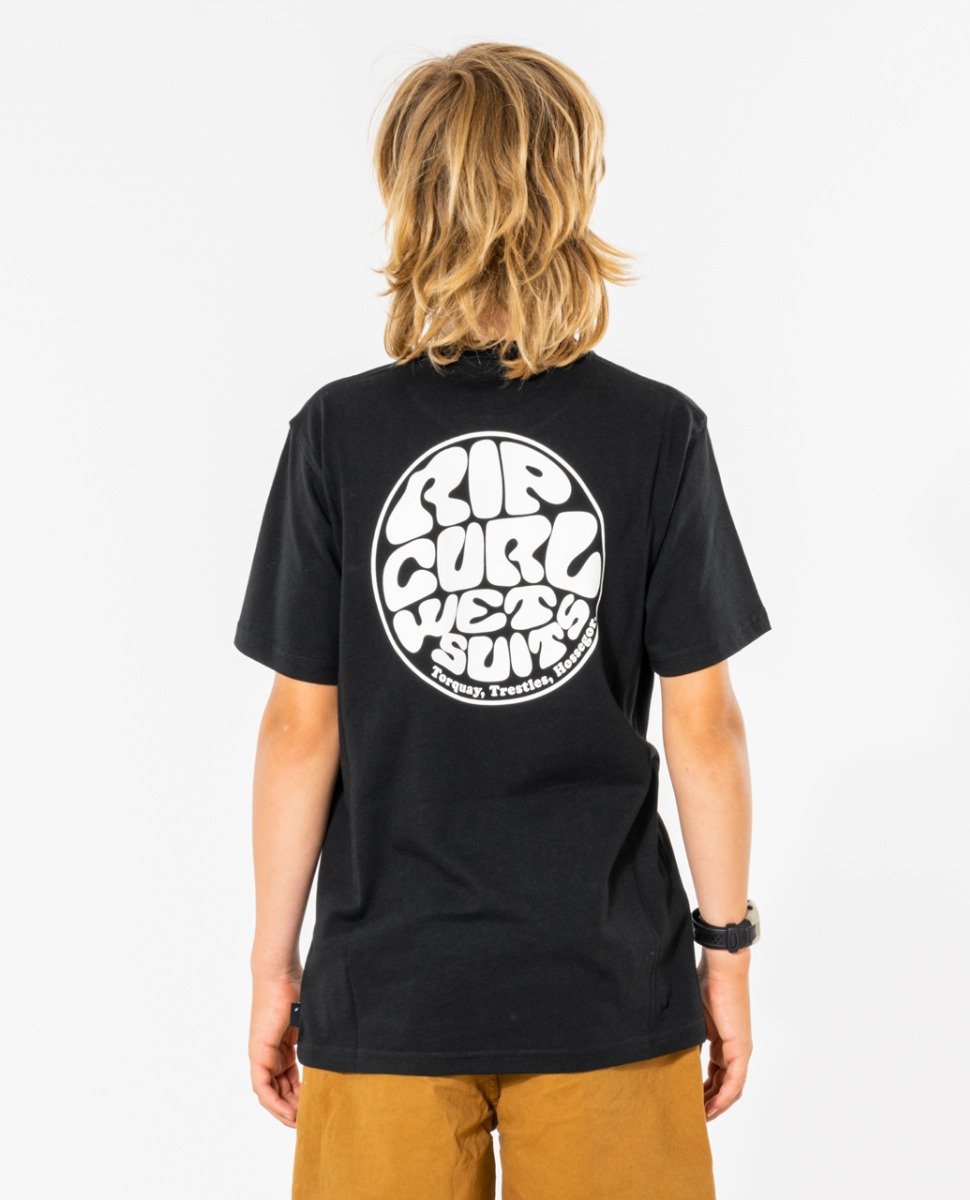 Rip Curl Wetsuit Icon Short Sleeve Kids Tee - Black