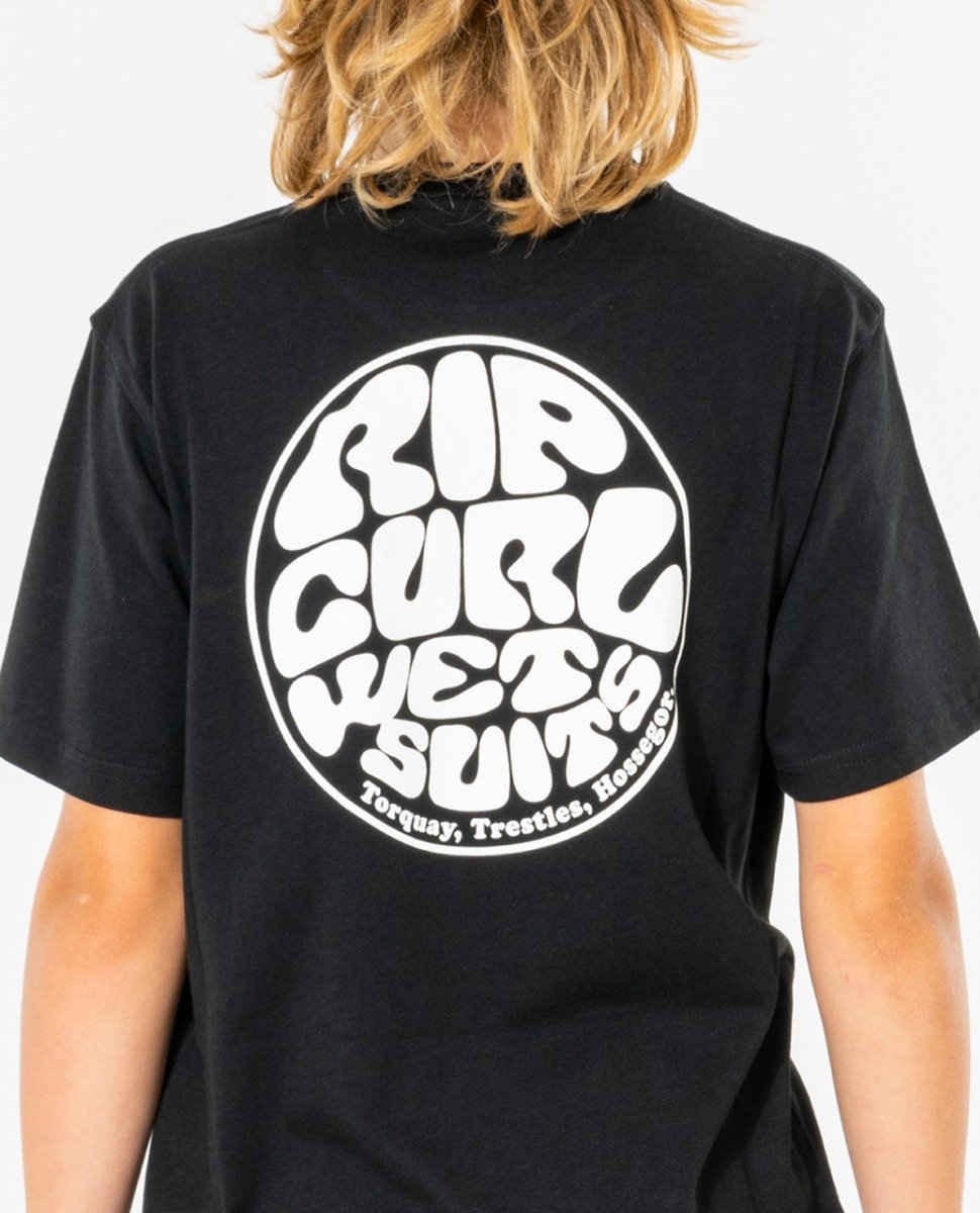 Rip Curl Wetsuit Icon Short Sleeve Kids Tee - Black