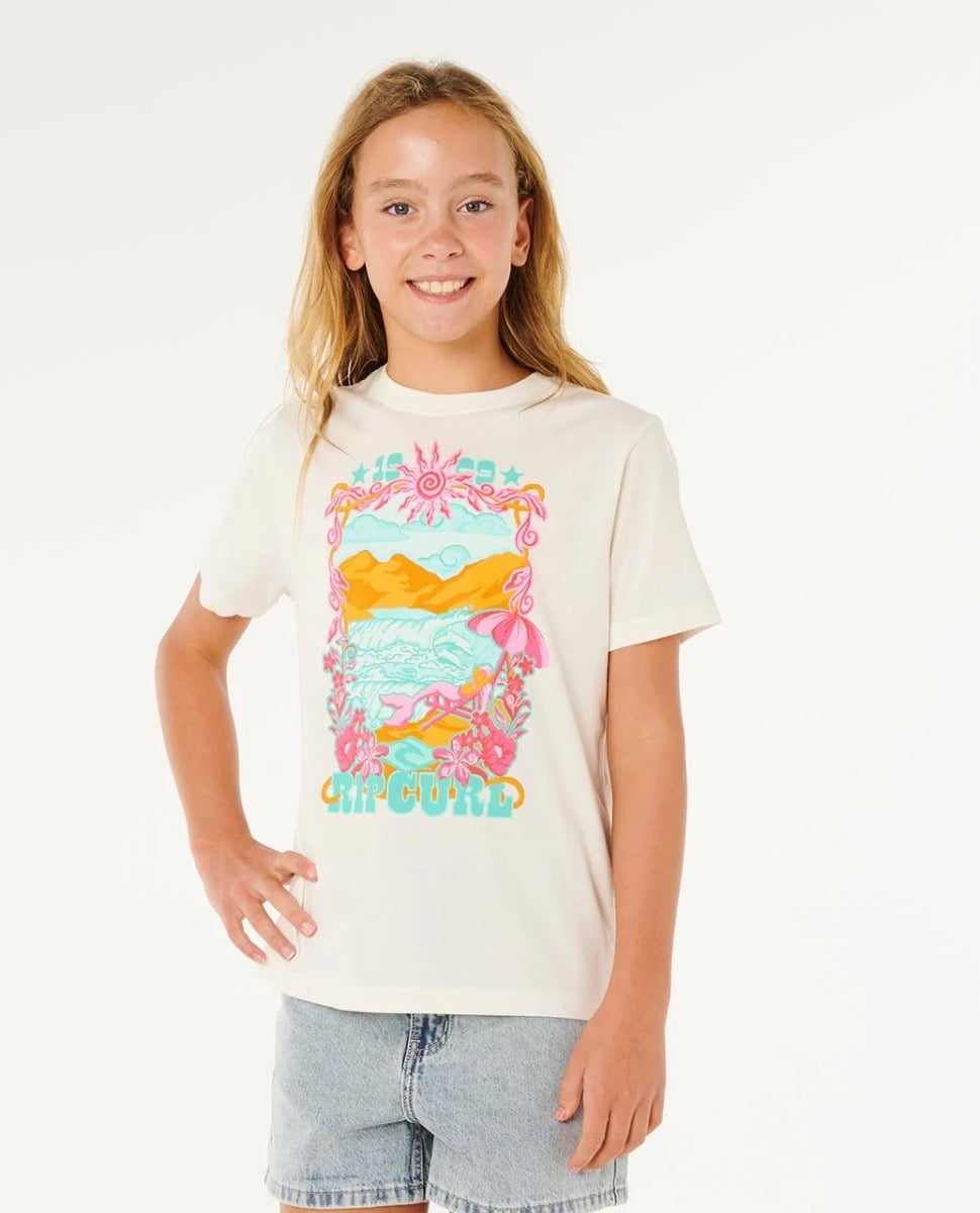 Rip Curl Sunshine Squad Band Girls Tee in Bone