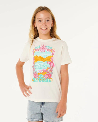 Rip Curl Sunshine Squad Band Girls Tee in Bone
