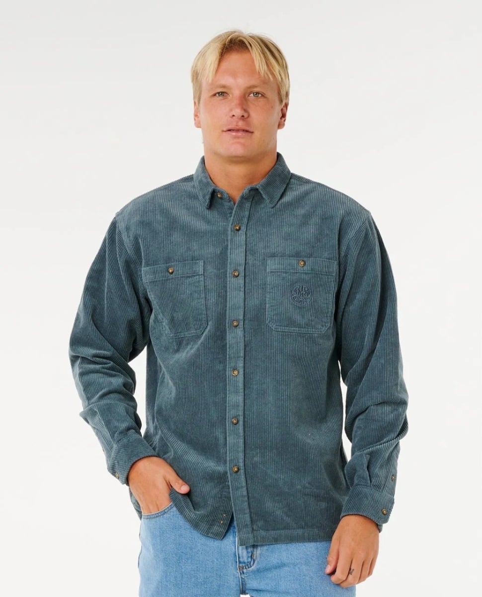 Rip Curl Premium Surf Cord Long-Sleeved Shirt in Pine Night