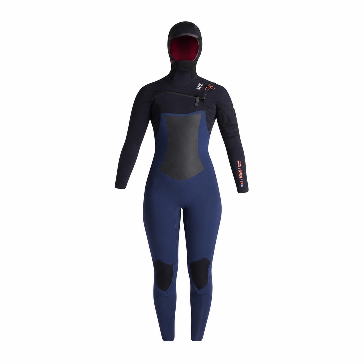 C-Skins NuWave ReWired 6/5mm Women's Chest Zip Hooded Wetsuit 2025 - Bluestone/Black X/Coral