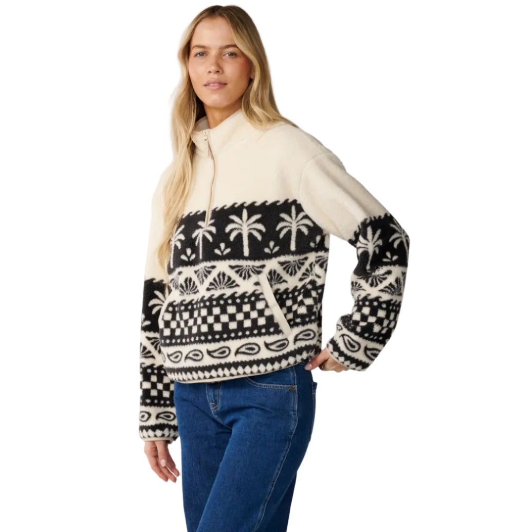 Rip Curl Womens Bossa Nova 1/4 Zip Polar Fleece - Black/White