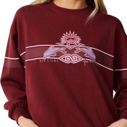 Rip Curl Womens Archive Dolphin Oversized Crew Fleece - Dark Plum