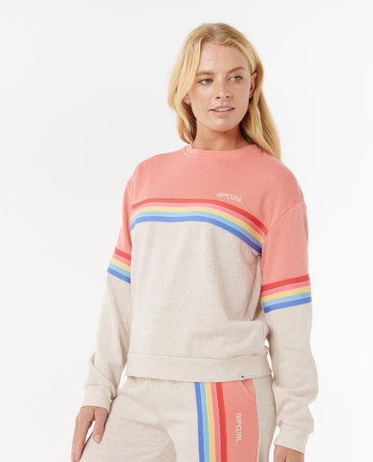 Rip Curl Womens Surf Revival Crew Jumper in Oatmeal Marle