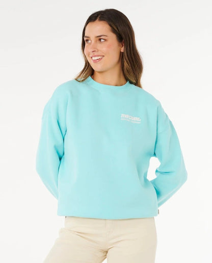 Rip Curl Surf Puff Inspired Crew Jumper - Light Sea Blue