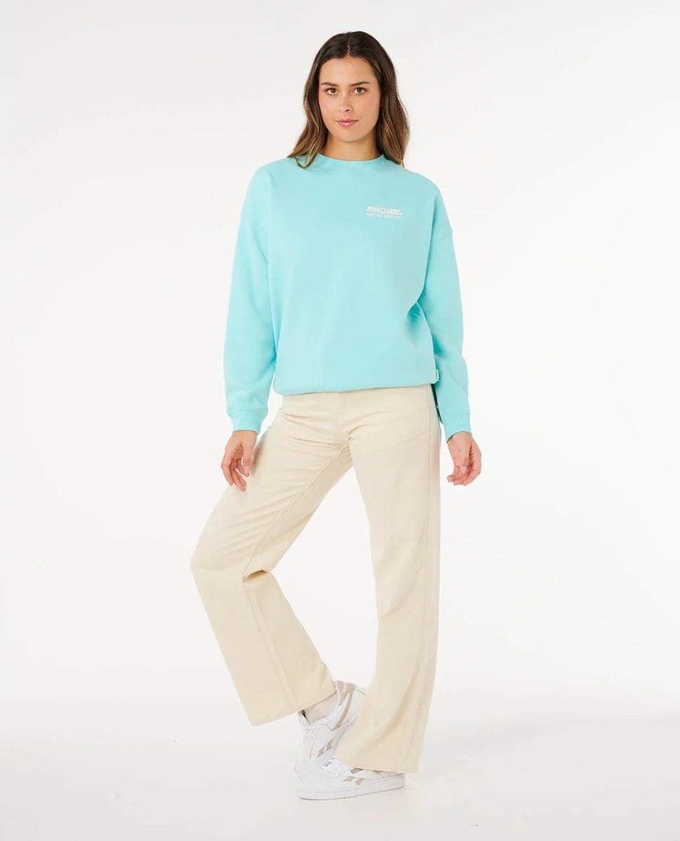 Rip Curl Surf Puff Inspired Crew Jumper - Light Sea Blue