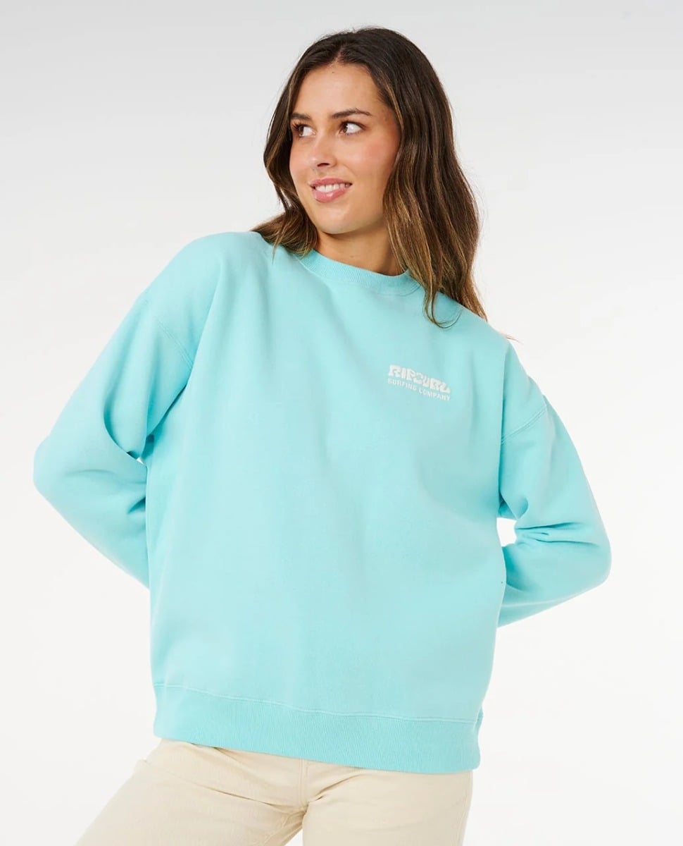 Rip Curl Surf Puff Inspired Crew Jumper - Light Sea Blue