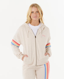 Rip Curl Womens Surf Revival Zip Thru Fleece in Oatmeal Marle
