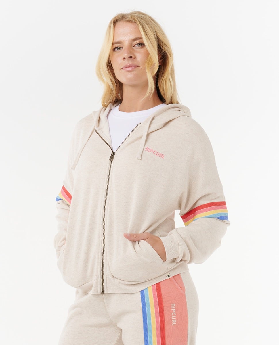 Rip Curl Womens Surf Revival Zip Thru Fleece - Oatmeal Marle