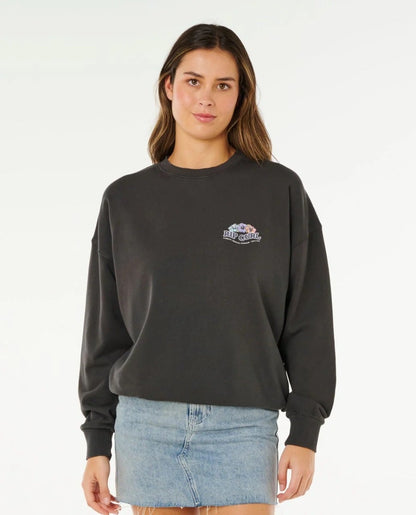 Rip Curl Bells Heritage Crew Jumper - Washed Black