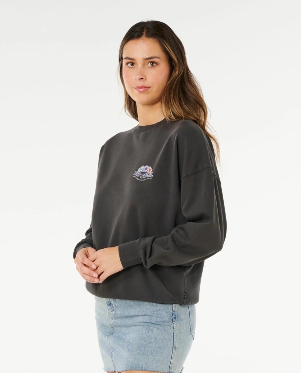Rip Curl Bells Heritage Crew Jumper - Washed Black
