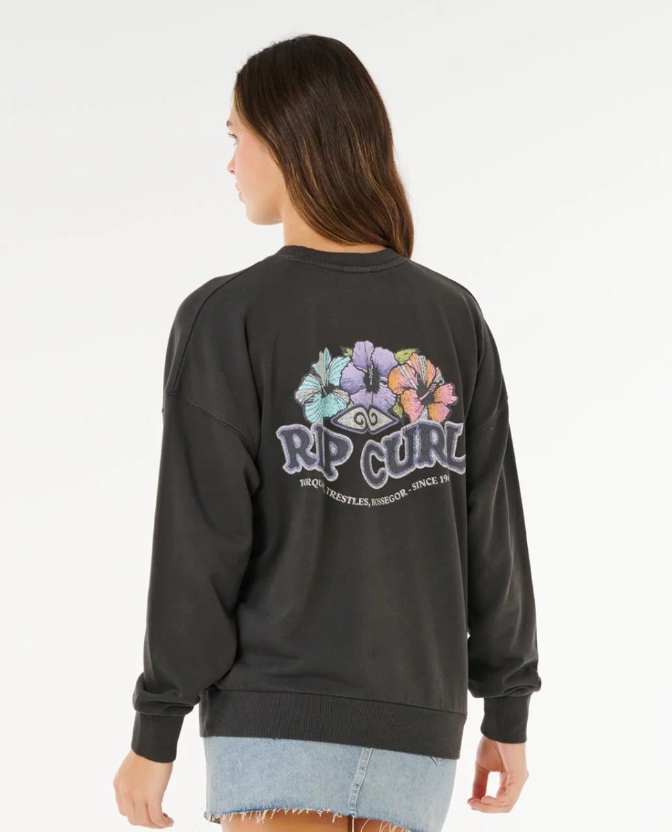 Rip Curl Bells Heritage Crew Jumper - Washed Black