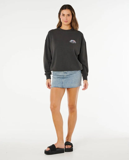 Rip Curl Bells Heritage Crew Jumper - Washed Black
