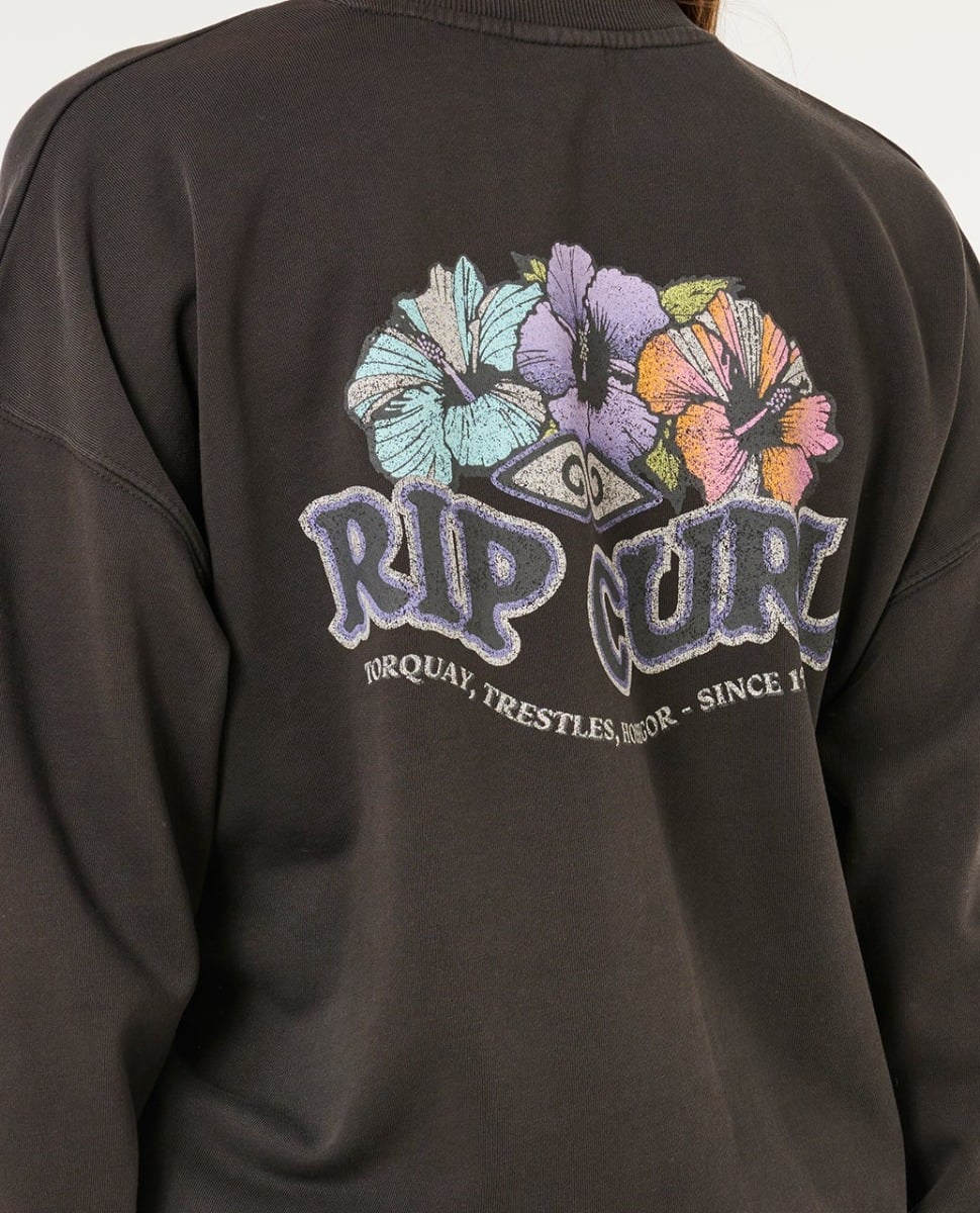 Rip Curl Bells Heritage Crew Jumper - Washed Black