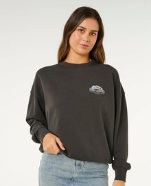 Rip Curl Bells Heritage Crew Jumper in Washed Black