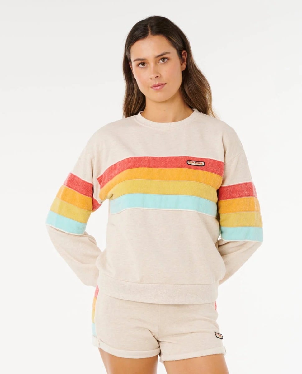 Rip Curl Surf Revival Relaxed Crew Jumper in Oatmeal