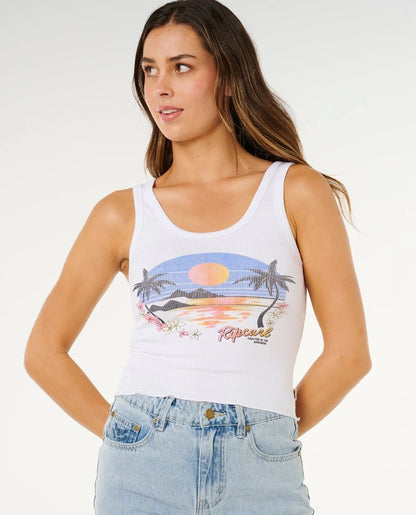 Rip Curl Hotel Malibu Tank Top in Optical White