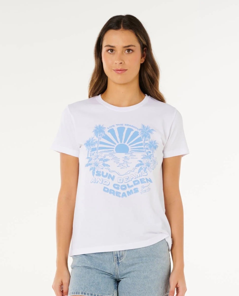 Rip Curl Sun Beams Standard Tee in Optical White