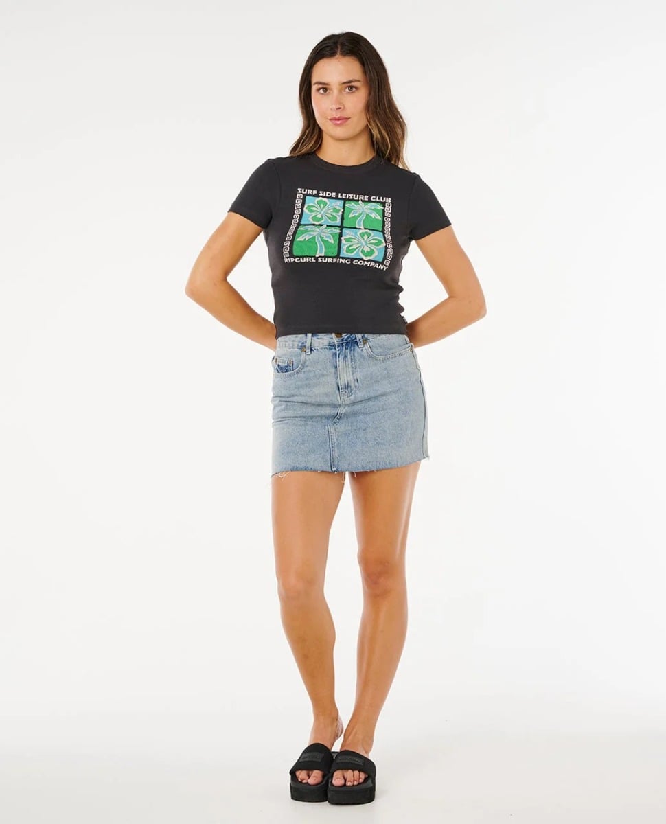 Rip Curl Surf Side Fitted Tee - Washed Black