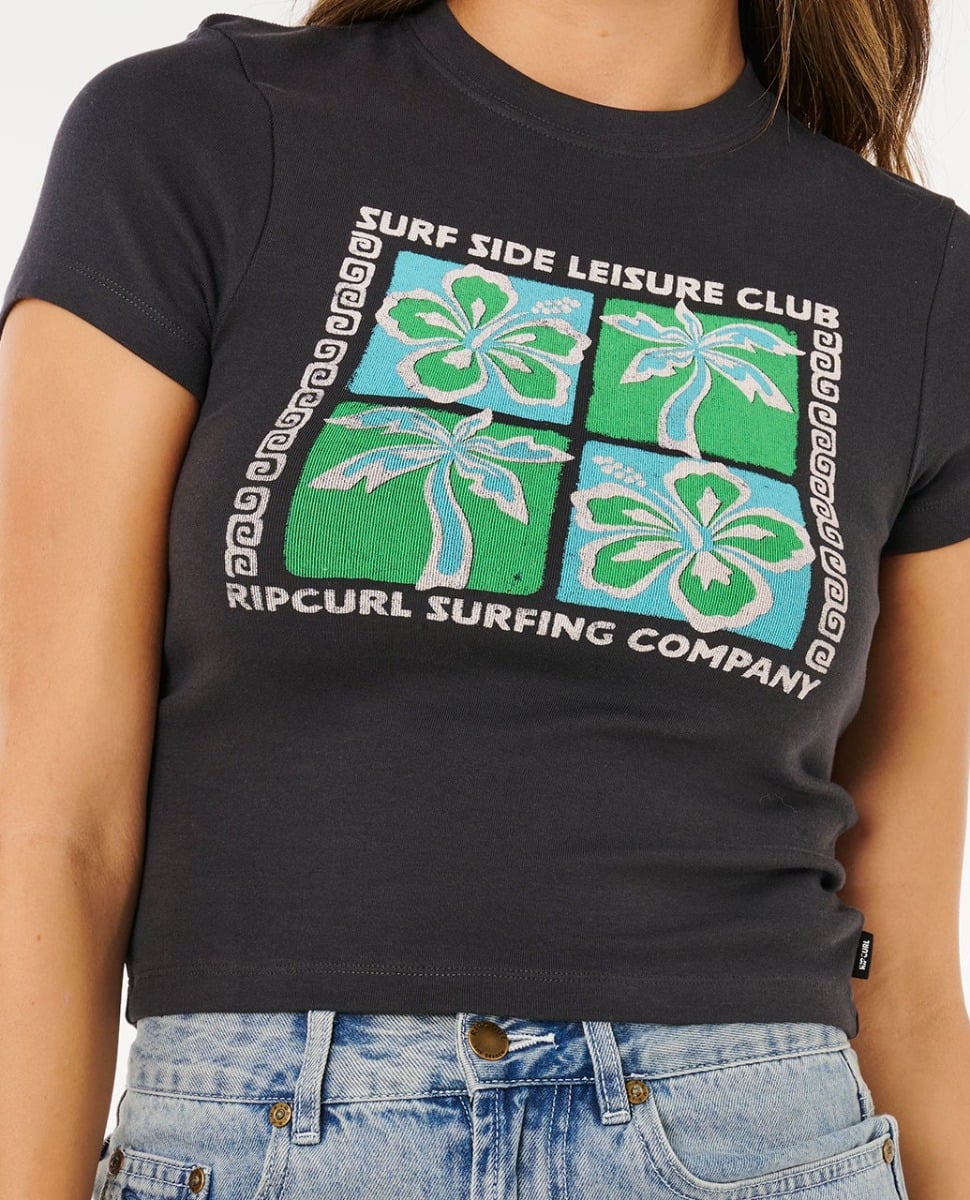 Rip Curl Surf Side Fitted Tee - Washed Black