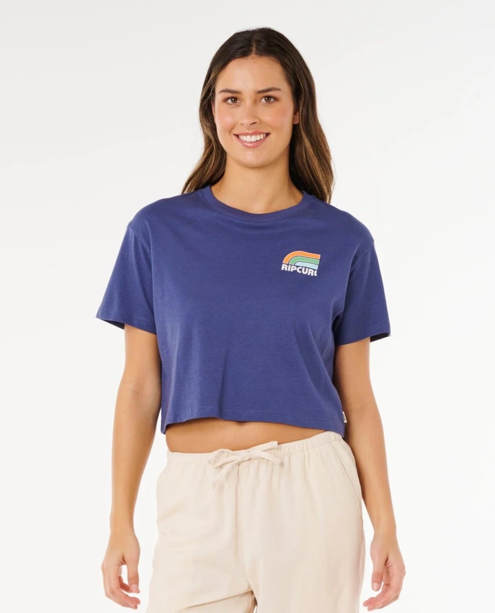 Rip Curl Surf Side Cropped Tee - Navy